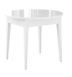Кухонный раскладной стол Dikline MR100 Белый/стекло белое глянец/ножки MM белые в Смоленске