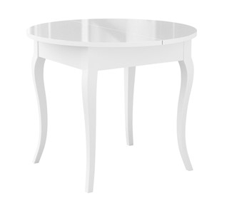 Кухонный раскладной стол Dikline MR100 Белый/стекло белое глянец/ножки MC белые в Смоленске