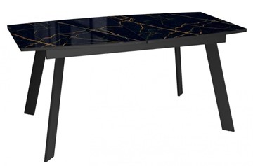 Кухонный стол раздвижной Dikline XLS160 мрамор черный глянец/ножки черные в Смоленске
