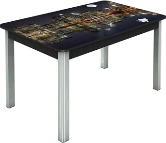 Кухонный раздвижной стол Гамбург исп.1 ноги метал. крашеные №23, Фотопечать (Города №8) в Смоленске