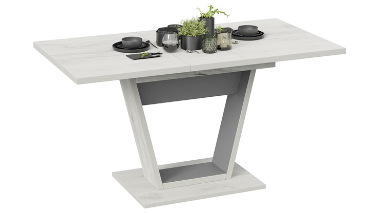 Кухонный стол раскладной Гавана тип 1 (Дуб крафт белый/Серый графит) в Смоленске - изображение 1