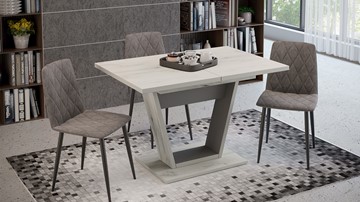 Кухонный стол раскладной Гавана тип 1 (Дуб крафт белый/Серый графит) в Смоленске - предосмотр 4