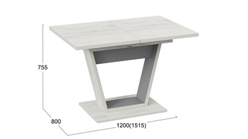 Кухонный стол раскладной Гавана тип 1 (Дуб крафт белый/Серый графит) в Смоленске - предосмотр 5