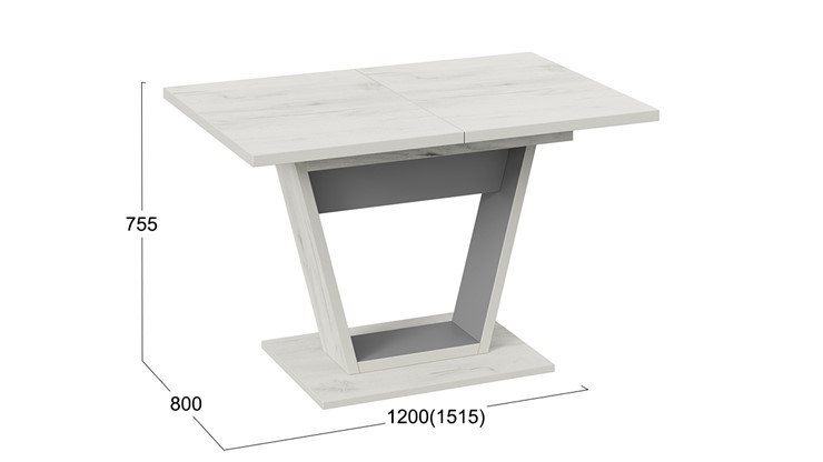Кухонный стол раскладной Гавана тип 1 (Дуб крафт белый/Серый графит) в Смоленске - изображение 5