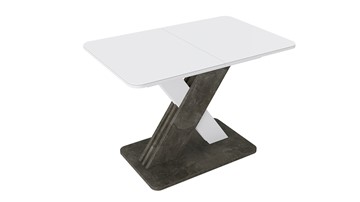 Кухонный стол раскладной Люксембург тип 1 (Белый/Ателье темный/Стекло белое матовое) в Смоленске - предосмотр