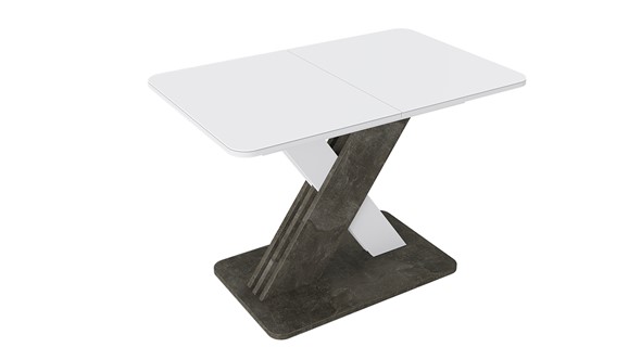 Кухонный стол раскладной Люксембург тип 1 (Белый/Ателье темный/Стекло белое матовое) в Смоленске - изображение