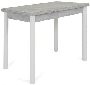 Кухонный стол раскладной Милан-1 EVO, ноги металлические белые, светлый цемент в Смоленске - предосмотр