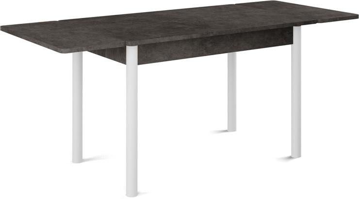 Кухонный раскладной стол Милан-2 EVO, ноги белые, серый камень в Смоленске - изображение 1