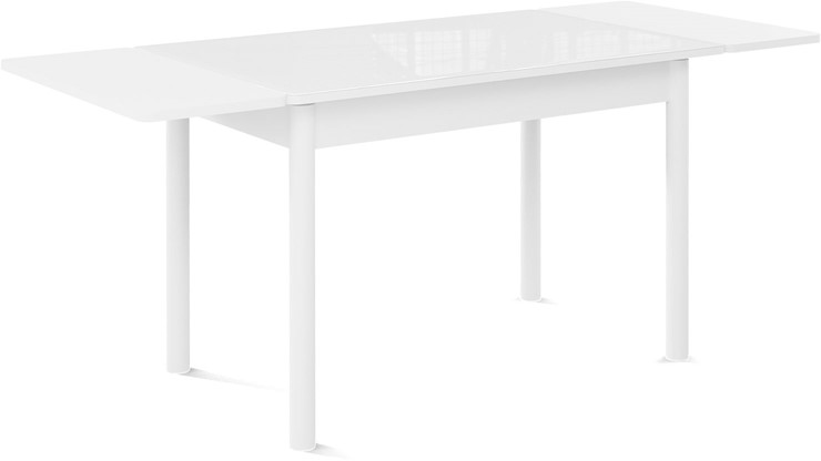 Раздвижной стол Милан-мини EVO (ноги металлические белые, стекло белое/белый) в Смоленске - изображение 1