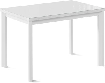 Кухонный раздвижной стол Нагано-1G (ноги металлические белые, стекло cristal/белый цемент) в Смоленске