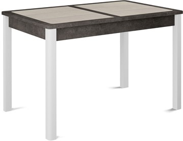 Раздвижной стол Ницца-1 ПЛ (ноги белые, плитка бежевая/серый камень) в Смоленске