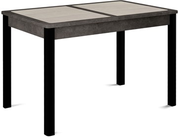 Кухонный раздвижной стол Ницца-1 ПЛ (ноги черные, плитка бежевая/серый камень) в Смоленске