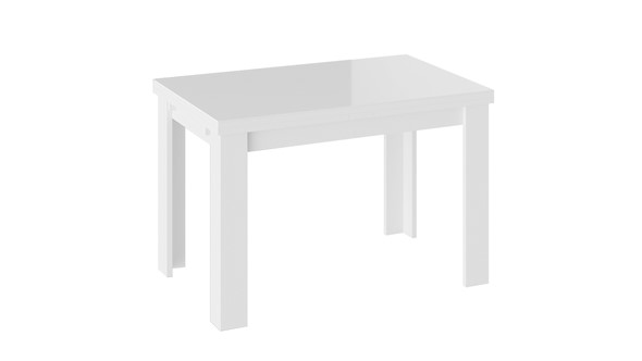 Кухонный стол раздвижной Норман тип 1, цвет Белый/Стекло белый глянец в Смоленске - изображение