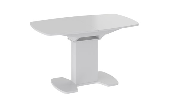 Кухонный раздвижной стол Портофино (СМ(ТД)-105.02.11(1)), цвет Белый глянец/Стекло белое в Смоленске - изображение