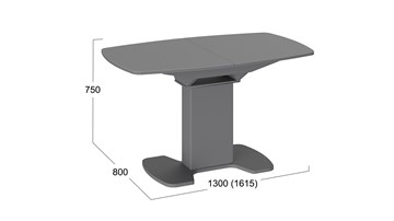 Раздвижной стол Портофино (СМ(ТД)-105.02.11(1)), цвет Серое/Стекло серое матовое LUX в Смоленске - предосмотр 1