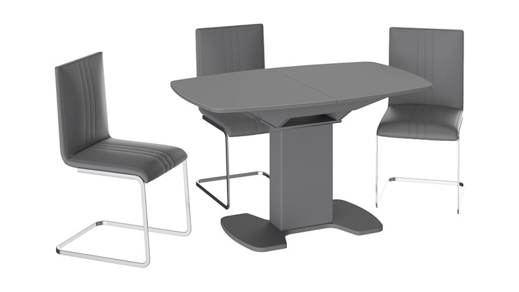 Раздвижной стол Портофино (СМ(ТД)-105.02.11(1)), цвет Серое/Стекло серое матовое LUX в Смоленске - изображение 2