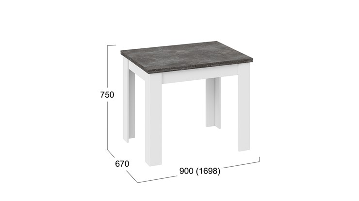 Кухонный раскладной стол Промо тип 3 (Белый/Ателье темный) в Смоленске - изображение 4