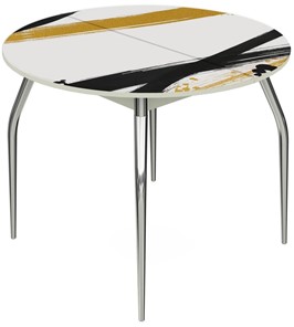 Кухонный стол раскладной Ривьера - Круг, ноги метал. крашеные №24, ФП (Текстура №77) в Смоленске