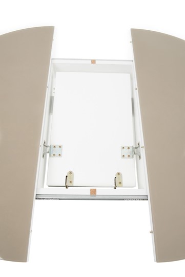 Обеденный раздвижной стол Ривьера исп. круг хром №5 (стекло белое/черный) в Смоленске - изображение 3
