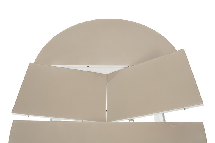 Обеденный раздвижной стол Ривьера исп. круг хром №5 (стекло белое/черный) в Смоленске - изображение 4