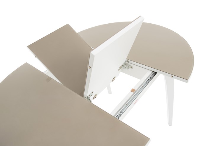 Обеденный раздвижной стол Ривьера исп. круг хром №5 (стекло белое/черный) в Смоленске - изображение 5