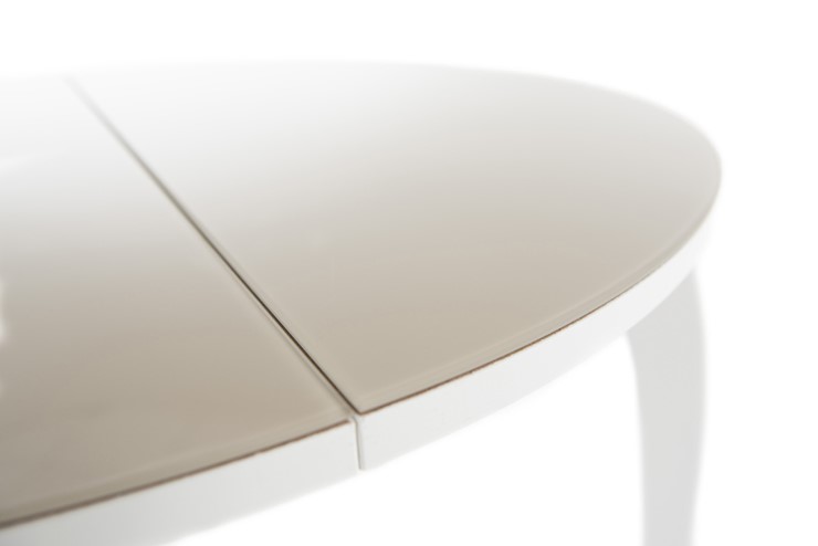 Обеденный раздвижной стол Ривьера исп. круг хром №5 (стекло белое/черный) в Смоленске - изображение 6