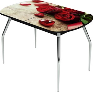 Раздвижной стол Ривьера исп.1 ноги метал. крашеные №24 Фотопечать (Цветы №33) в Смоленске