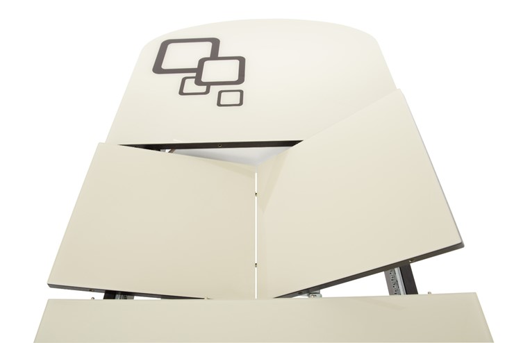 Обеденный раздвижной стол Ривьера мини дерево №1, Рисунок квадро (стекло черное/белый/белый) в Смоленске - изображение 4