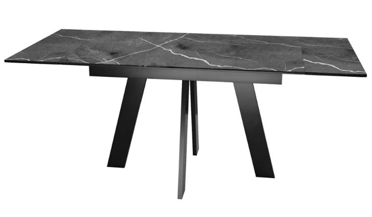 Кухонный стол раскладной SKM 120, керамика черный мрамор/подстолье черное/ножки черные в Смоленске - изображение 5