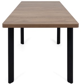 Кухонный раскладной стол Токио-2L (ноги металлические черные, дуб табако) в Смоленске - предосмотр 5