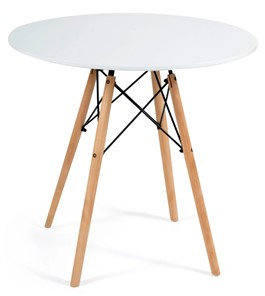 Обеденный стол CINDY NEXT, металл/мдф/бук, D70х75см, белый/натуральный арт.15854 в Смоленске