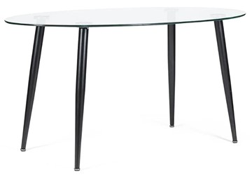 Кухонный стол KASSEL (mod. DT333) металл/закаленное стекло (10 мм), 150х90х75см, черный в Смоленске