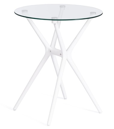 Кухонный обеденный стол PARNAVAZ (mod. 29) пластик/стекло, 60х60х70,5 прозрачный/белый арт.19697 в Смоленске - изображение