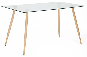 Кухонный стол SOPHIA (mod. 5003) металл/стекло (8мм), 140x80x75, бук/прозрачный арт.12098 в Смоленске - предосмотр