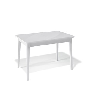 Кухонный раздвижной стол Kenner 1100M (Белый/Стекло белое глянец) в Смоленске