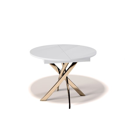 Кухонный стол раскладной Kenner R1100 (Золото/Белое/Стекло белое глянец) в Смоленске - изображение