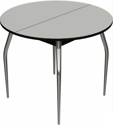 Обеденный раздвижной стол Ривьера исп. круг хром №5 (стекло белое/черный) в Смоленске - изображение