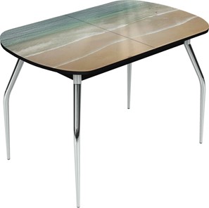 Обеденный раздвижной стол Ривьера исп.2 хром №5 (Exclusive h166/черный) в Смоленске