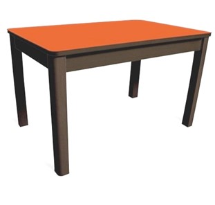 Кухонный обеденный стол Айсберг-06 СТ1, венге ЛДСП/стекло оранжевое/42 прямые массив венге в Смоленске