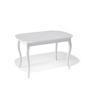 Кухонный раскладной стол Kenner 1300C (Белый/Стекло белое глянец) в Смоленске