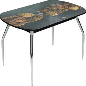 Обеденный раздвижной стол Ривьера исп.2 хром №5 (Exclusive h168/черный) в Смоленске