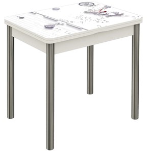 Кухонный стол раскладной Бари хром №6 (Exclusive h174/белый) в Смоленске