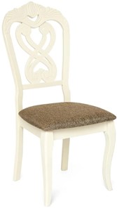 Обеденный стул Андромеда, дерево гевея 47х55х107 Ivory white/ткань коричневая S 168-7 арт.19544 в Смоленске