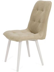 Обеденный стул Бакарди, ноги белые круглые R38/велюр T170 Бежевый в Смоленске - предосмотр