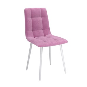 Обеденный стул Белла, велюр тенерифе розовый/Цвет металл белый в Смоленске