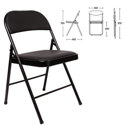 Офисный стул складной Brabix Golf Plus CF-003 Комфорт (черный каркас, кожзам черный) 531566 в Смоленске - изображение