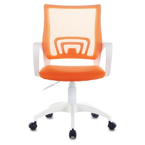 Кресло Brabix Fly MG-396W (с подлокотниками, пластик белый, сетка, оранжевое) 532401 в Смоленске - изображение 1