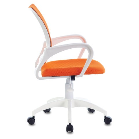 Кресло Brabix Fly MG-396W (с подлокотниками, пластик белый, сетка, оранжевое) 532401 в Смоленске - изображение 2