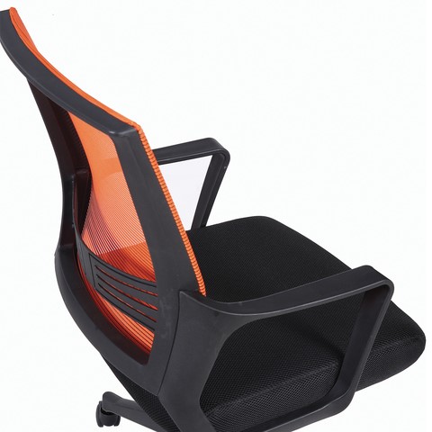 Кресло компьютерное Brabix Balance MG-320 (с подлокотниками, комбинированное черное/оранжевое) 531832 в Смоленске - изображение 7