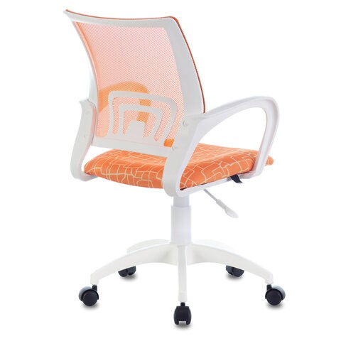 Компьютерное кресло Brabix Fly MG-396W (с подлокотниками, пластик белый, сетка, оранжевое с рисунком "Giraffe") 532402 в Смоленске - изображение 1